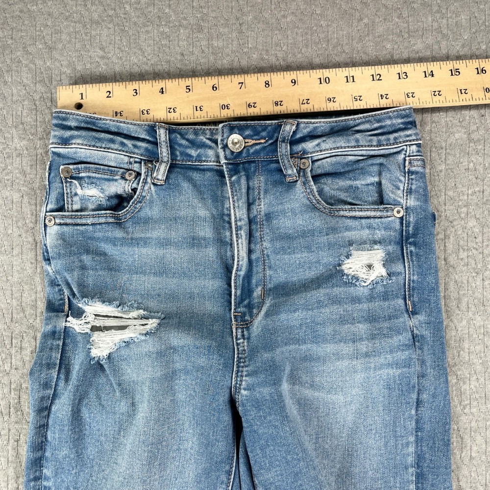 American Eagle Bootcut Flare Jeans Women 6/26x30 Blue Hi-Rise Distressed Raw Hem - Picture 6 of 13